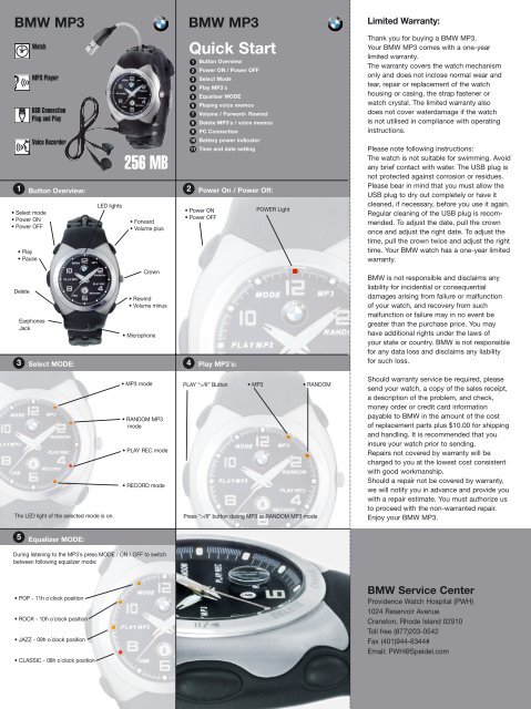 BMW MP3 Watch Quickstart Manual - LAKS