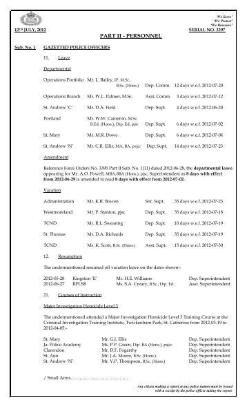 Force Orders 3397B dated 2012-07-12.pdf - Jamaica Constabulary ...