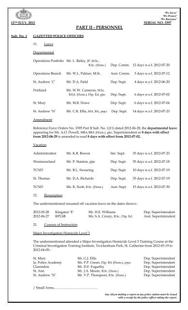 Force Orders 3397B dated 2012-07-12.pdf - Jamaica Constabulary ...