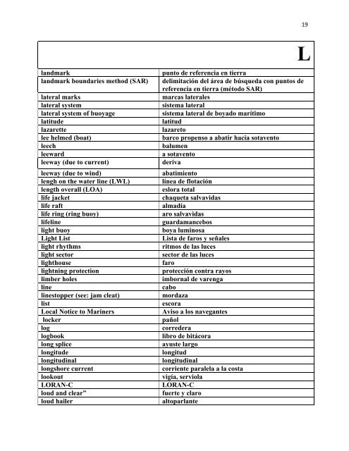 Glossary of Nautical Terms: English ? Spanish - Auxiliary Interpreter ...