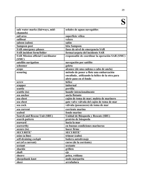 Glossary of Nautical Terms: English ? Spanish - Auxiliary Interpreter ...