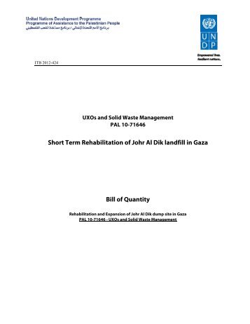 Short Term Rehabilitation of Johr Al Dik landfill in Gaza Bill ... - UNDP