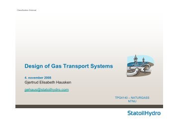 Design of Gas Transport Systems - NTNU