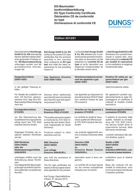 EG-Baumuster- konformittserklrung EU Type Conformity ... - Dungs