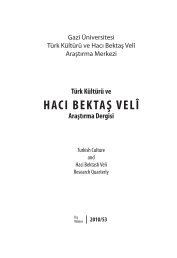 Künye - Türk Kültürü ve Hacı Bektaş Velî Araştırma Dergisi - Gazi ...