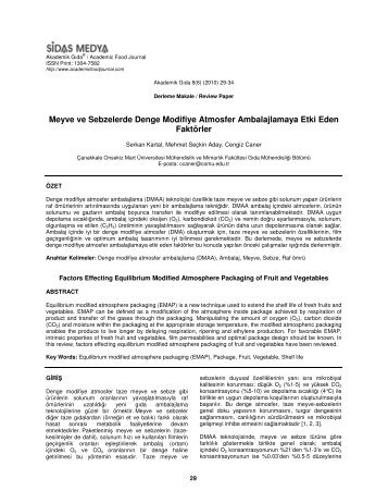 Meyve ve Sebzelerde Denge Modifiye Atmosfer Ambalajlamaya Etki ...