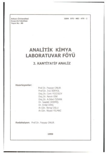 analitik kimya laboratuvar föyü - Ankara Üniversitesi Kitaplar ...