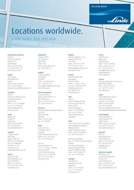 Locations worldwide. - Linde Gas