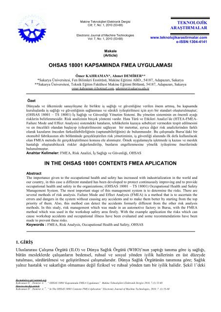 İndir - Gıda Teknolojileri Elektronik Dergisi