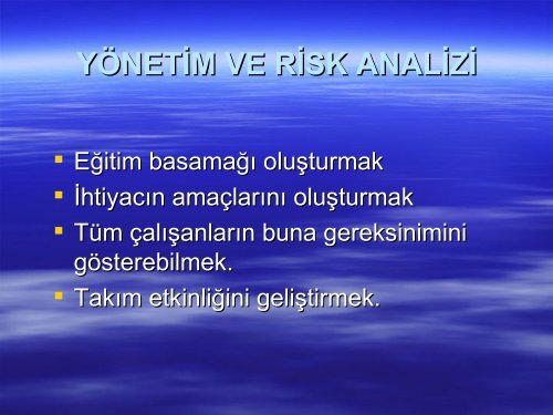 RİSK ANALİZİ - HAP Acil Servis Yönetimi - İstanbul İl Sağlık Müdürlüğü