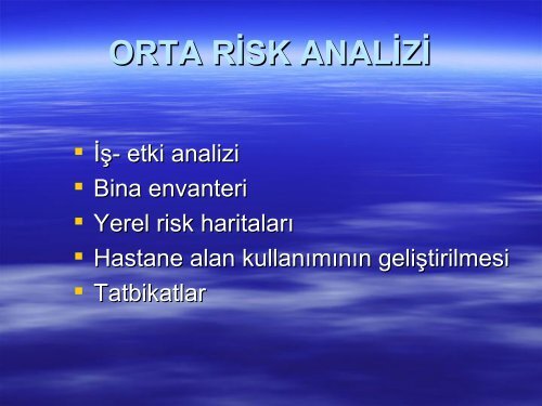 RİSK ANALİZİ - HAP Acil Servis Yönetimi - İstanbul İl Sağlık Müdürlüğü