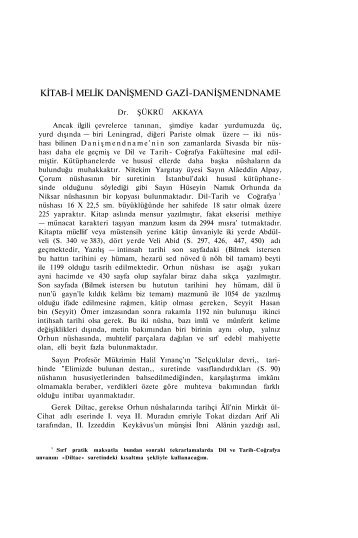 KİTAB-İ MELİK DANİŞMEND GAZİ-DANİŞMENDNAME