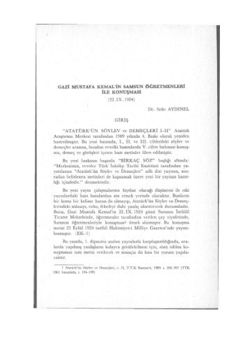 GAZİ MUSTAFA KEMALİN SAMSUN ÖĞRETMENLERİ İLE ...