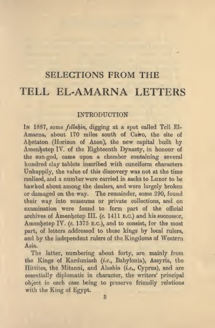 Selections from the Tell El-Amarna letters - Universal History Library