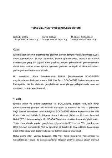 TEİAŞ Milli Yük Tevzi SCADA/EMS Sistemi - Dünya Enerji Konseyi ...