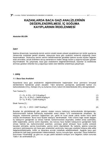 kazanlarda baca gazı analizlerinin değerlendirilmesi, iç soğuma