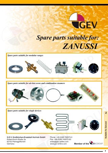 Spare Parts Suitable For: ZANUSSI