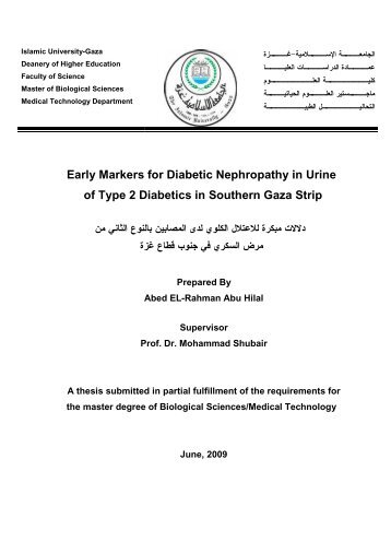 Early Markers for Diabetic Nephropathy in Urine of Type 2 Diabetics ...