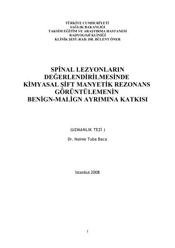 spinal lezyonların değerlendirilmesinde kimyasal şift manyetik