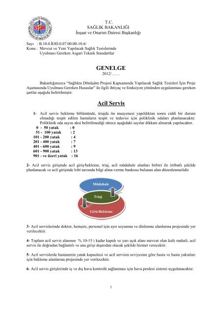 GENELGE Acil Servis - İnşaat Onarım Daire Başkanlığı Belgeleri