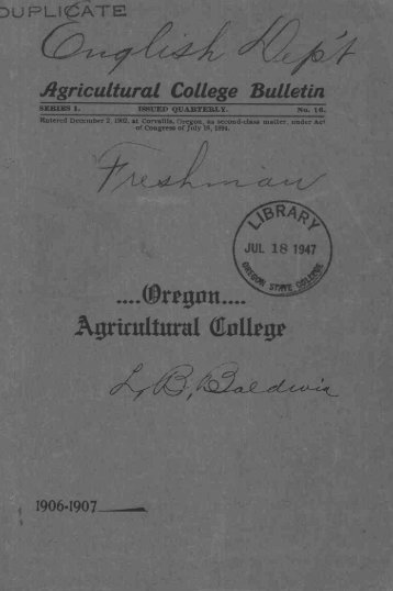 Agrirultural &Alm - ScholarsArchive at Oregon State University