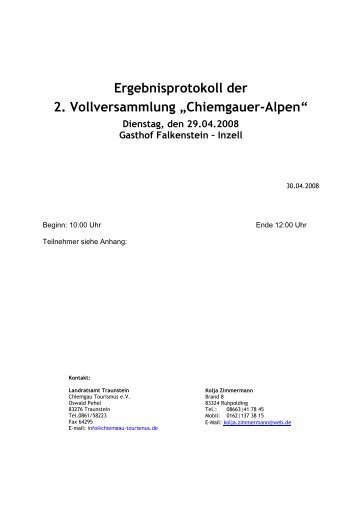 Ergebnisprotokoll der 2. Vollversammlung - LAG Chiemgauer Alpen