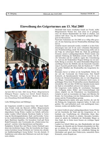 Ausgabe 10 vom 18.05.2005 - Verwaltungsgemeinschaft Höchstädt ...