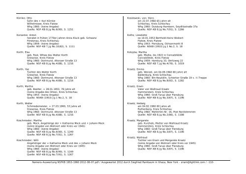 Namens-Auswertung NSFKB 1953-1960 2012-08 ... - Kreis Schlochau