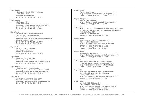 Namens-Auswertung NSFKB 1953-1960 2012-08 ... - Kreis Schlochau