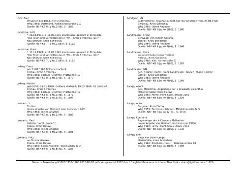 Namens-Auswertung NSFKB 1953-1960 2012-08 ... - Kreis Schlochau