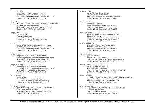 Namens-Auswertung NSFKB 1953-1960 2012-08 ... - Kreis Schlochau