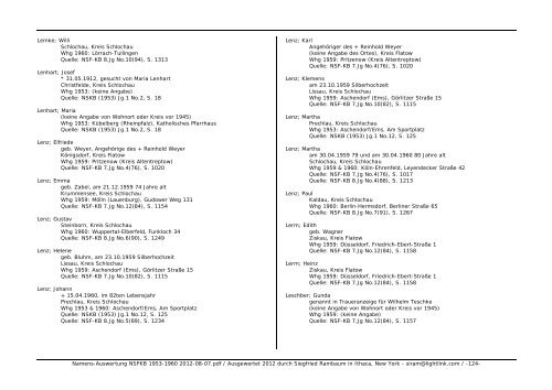 Namens-Auswertung NSFKB 1953-1960 2012-08 ... - Kreis Schlochau