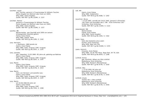 Namens-Auswertung NSFKB 1953-1960 2012-08 ... - Kreis Schlochau