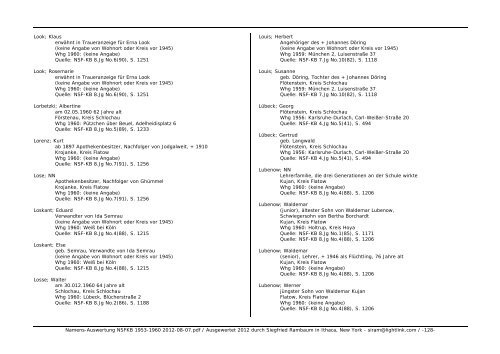 Namens-Auswertung NSFKB 1953-1960 2012-08 ... - Kreis Schlochau