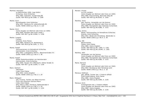 Namens-Auswertung NSFKB 1953-1960 2012-08 ... - Kreis Schlochau