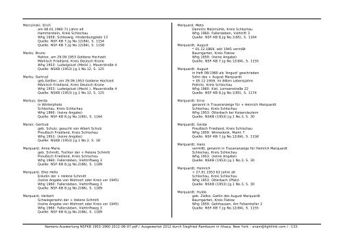 Namens-Auswertung NSFKB 1953-1960 2012-08 ... - Kreis Schlochau