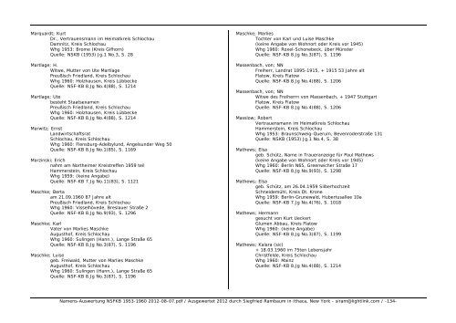 Namens-Auswertung NSFKB 1953-1960 2012-08 ... - Kreis Schlochau