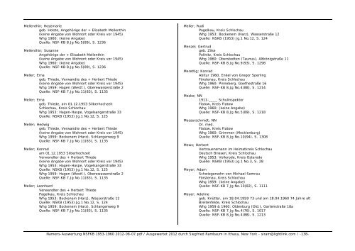 Namens-Auswertung NSFKB 1953-1960 2012-08 ... - Kreis Schlochau