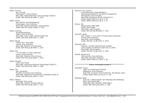 Namens-Auswertung NSFKB 1953-1960 2012-08 ... - Kreis Schlochau