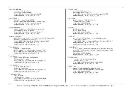 Namens-Auswertung NSFKB 1953-1960 2012-08 ... - Kreis Schlochau