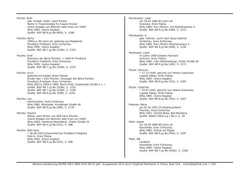 Namens-Auswertung NSFKB 1953-1960 2012-08 ... - Kreis Schlochau