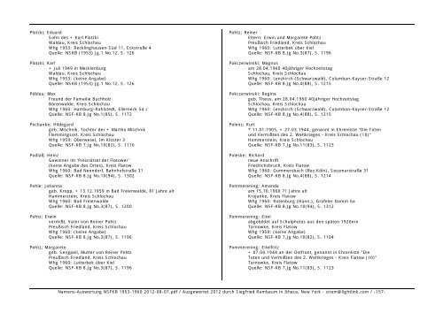 Namens-Auswertung NSFKB 1953-1960 2012-08 ... - Kreis Schlochau