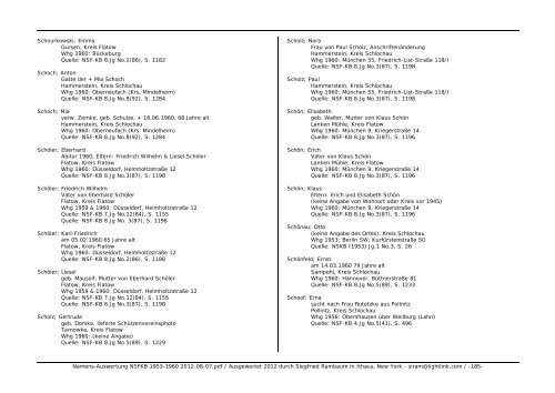 Namens-Auswertung NSFKB 1953-1960 2012-08 ... - Kreis Schlochau