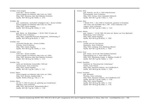 Namens-Auswertung NSFKB 1953-1960 2012-08 ... - Kreis Schlochau