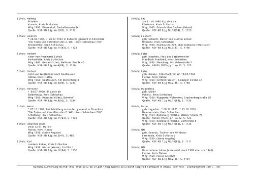 Namens-Auswertung NSFKB 1953-1960 2012-08 ... - Kreis Schlochau