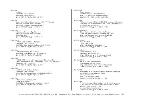 Namens-Auswertung NSFKB 1953-1960 2012-08 ... - Kreis Schlochau