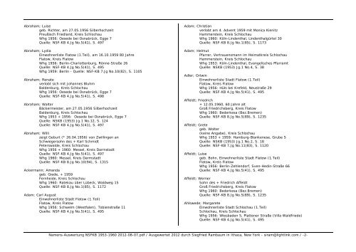 Namens-Auswertung NSFKB 1953-1960 2012-08 ... - Kreis Schlochau