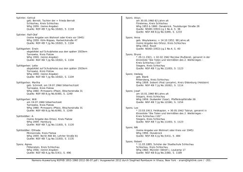 Namens-Auswertung NSFKB 1953-1960 2012-08 ... - Kreis Schlochau