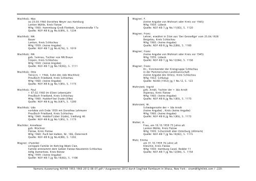 Namens-Auswertung NSFKB 1953-1960 2012-08 ... - Kreis Schlochau