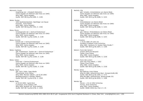 Namens-Auswertung NSFKB 1953-1960 2012-08 ... - Kreis Schlochau